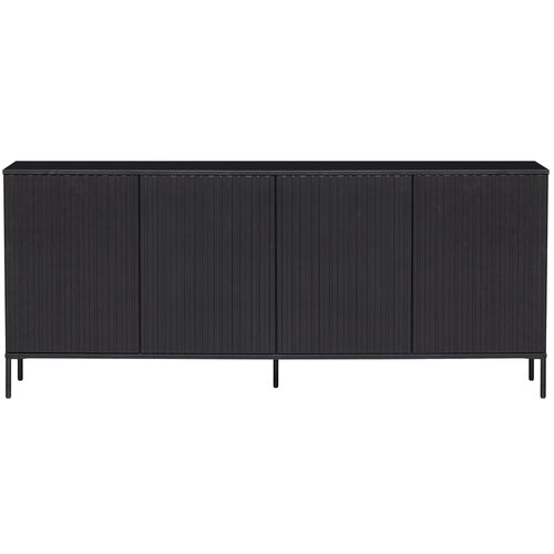 WOOOD Crna niska komoda od masivnog bora 200x85 cm Gravure – Cijene