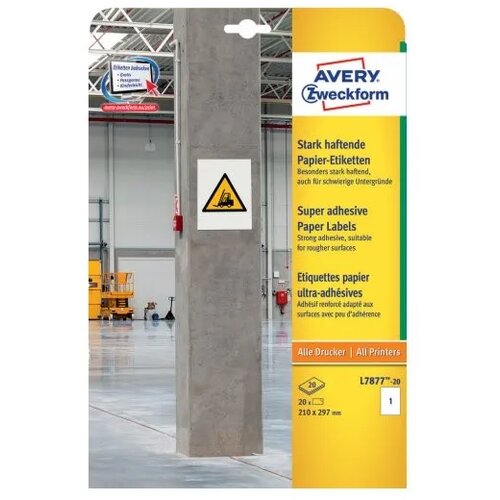 Avery Zweckform Papirne etikete s super močnim lepilom, 210 x 297 mm Slike