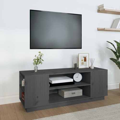 vidaXL TV omarica siva 110x35x40,5 cm trdna borovina Cene