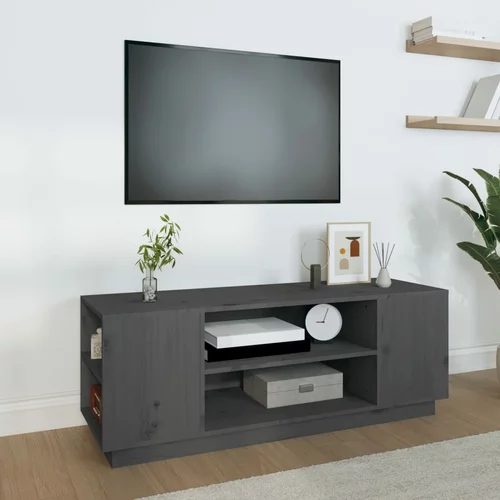 vidaXL TV omarica siva 110x35x40,5 cm trdna borovina