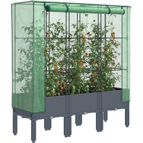 vidaXL Visoka greda s prevleko za rastlinjak videz ratana 120x40x140cm Cene