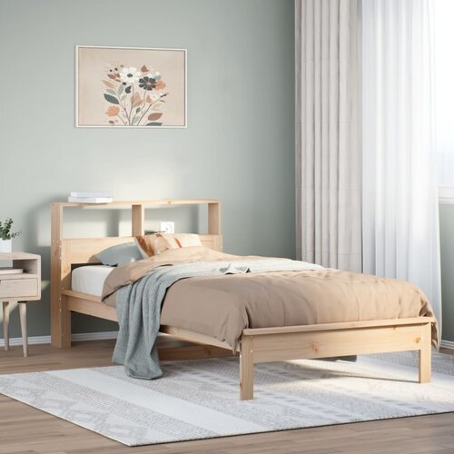 VidaXL Krevet s regalom za knjige bez madraca 90x190 cm od borovine Slike