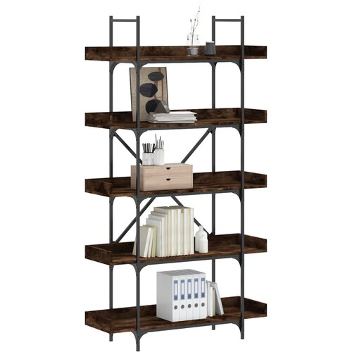  The Living Store Knjižna omara 5-nadstropna dimljen hrast 100x33x180,5cm in. les - Knjižna Omara, (21503031) Cene