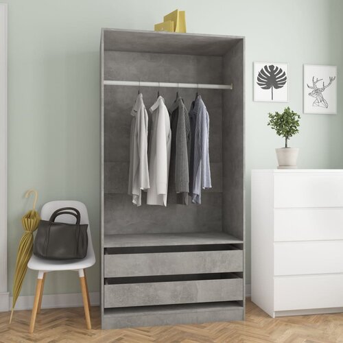 The Living Store Garderobna omara betonsko siva 100x50x200 cm iverna plošča - Garderobna Omara, (21419693) Cene