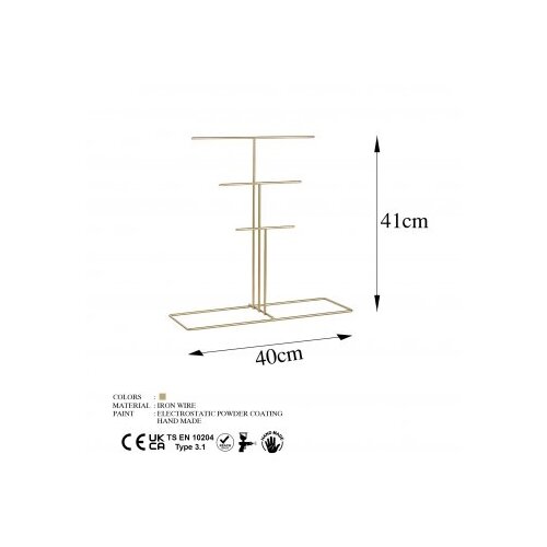 Wallxpert stalak za nakit TK-006, 40x41x15, zlatna boja Slike