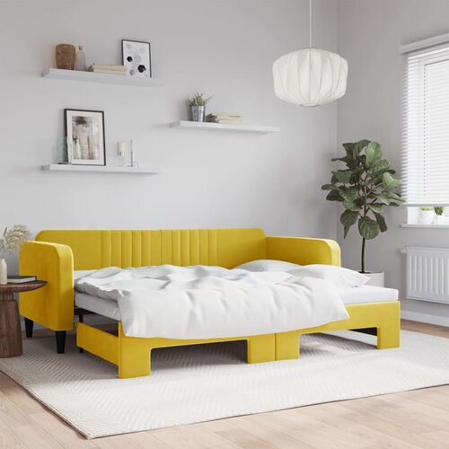 VidaXL Izvlečna dnevna postelja rumena 90x200 cm žamet Slike