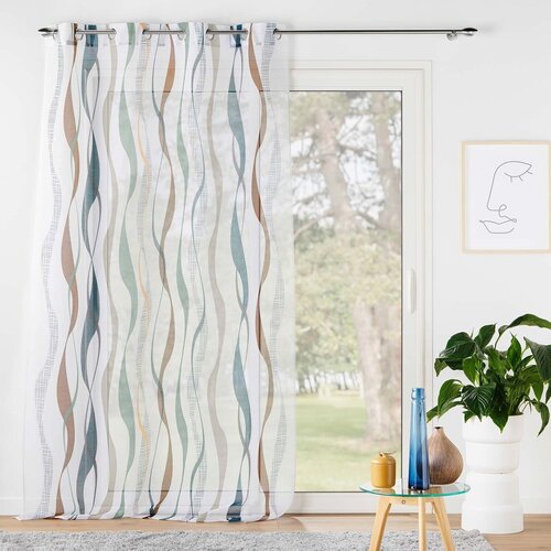 Douceur d int&amp;eacute;rieur Bela/modra prosojna zavesa 140x280 cm Lisana &amp;ndash; Slike
