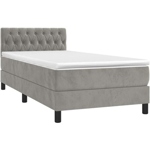  Box spring s madracem LED svjetlosivi 90x190 cm bar&amp;scaron;un Slike