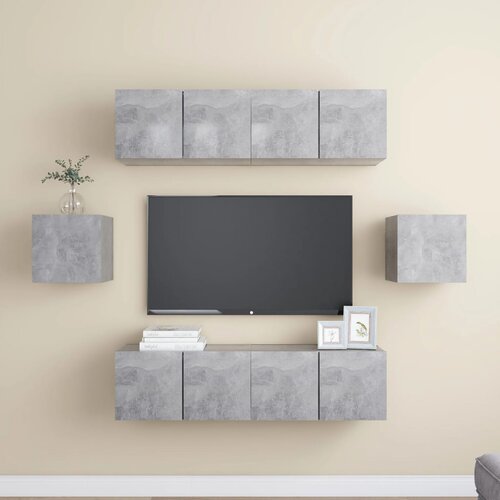 The Living Store Komplet TV omaric 6-delni betonsko siva iverna plo&amp;scaron;ča - Komplet TV Omaric, (21374189) Slike