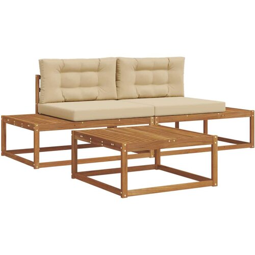  Set vanjskih sofa s jastukom 3 Komad Prirodna i bež Slike