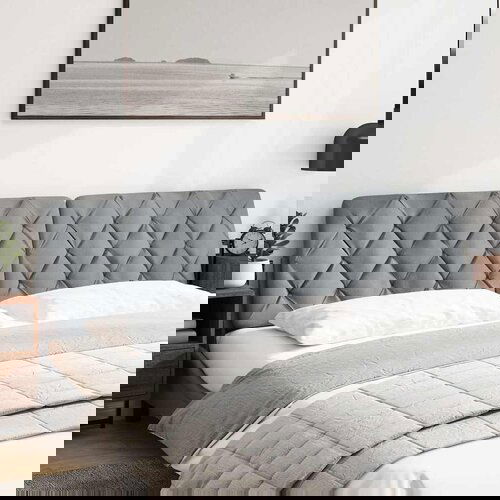 Maison Chic posteljno vzglavje - vzglavna omarica - vzglavna stranica svetlo siva 200 cm blago, (21703942) Cene
