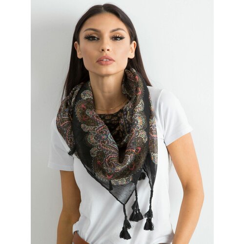 Fashion Hunters Black scarf with print and fringe Cene