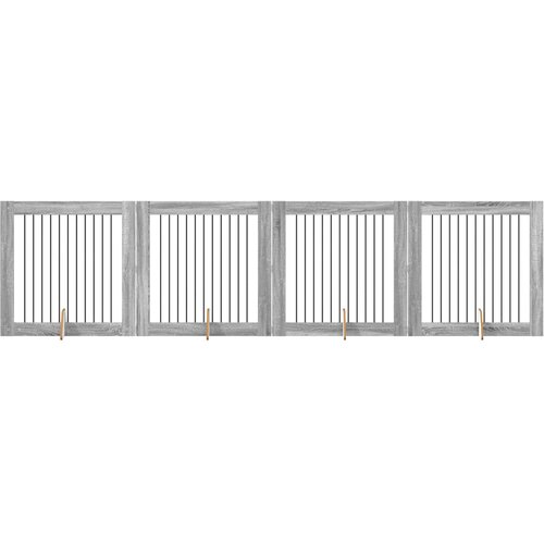  Vrata za pse s postoljem 4 pcs Siva sonoma 100 x 100 cm Slike