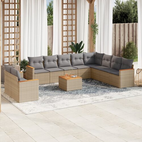 vidaXL 11-dijelni set vrtnih sofa od poliratana s jastucima bež Cijene