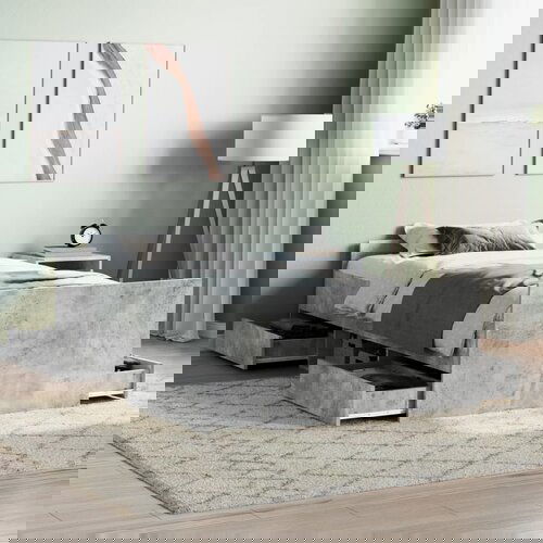vidaXL Okvir kreveta s uzglavljem i podnožjem boja betona 90 x 200 cm Cijene