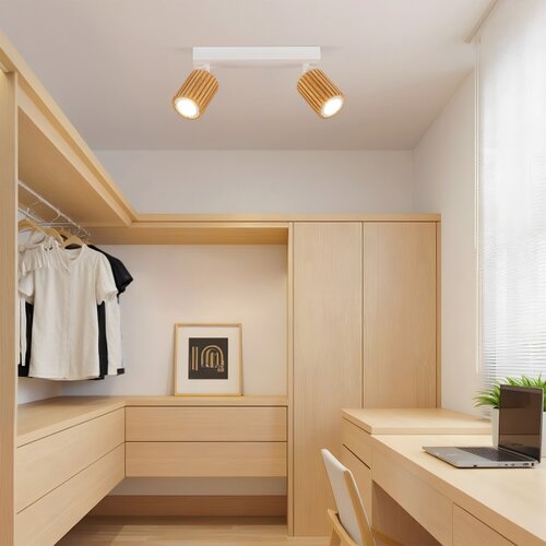  Brilagi - Stropno spot svetlo MODERN WOOD 2xGU10/8W/230V drvo/bela Slike