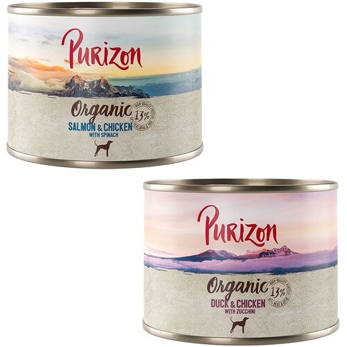 Purizon Organic 6 x 200 g - Mešani paket: 3 x raca in piščanec, 3 x losos in piščanec Cene