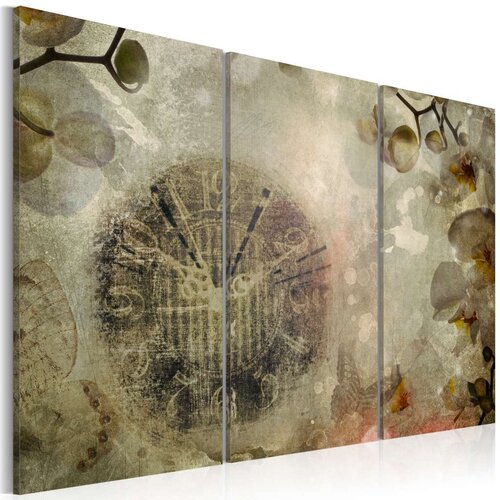  Slika - Vintage clock and orchid - triptych 90x60 Slike