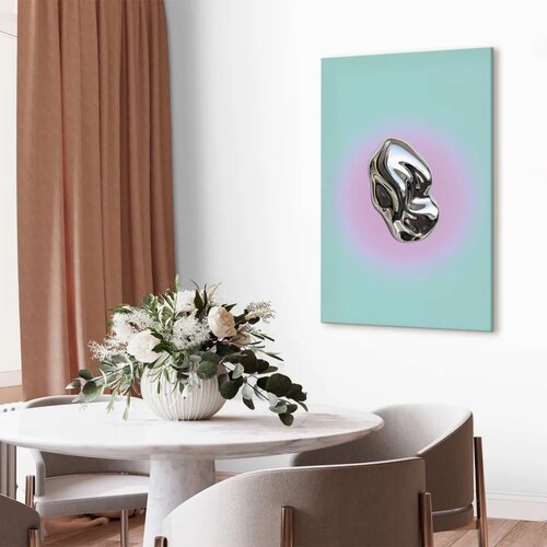  Slika - Metallic Form - Abstract Sculpture on a Mint Background with a Purple Halo 40x60 Cijene