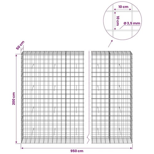  Gabion s žicom debljine 3 5 mm i mrežom 10x10 cm 950x50x200 cm - 50 cm 200 cm 950 cm Slike