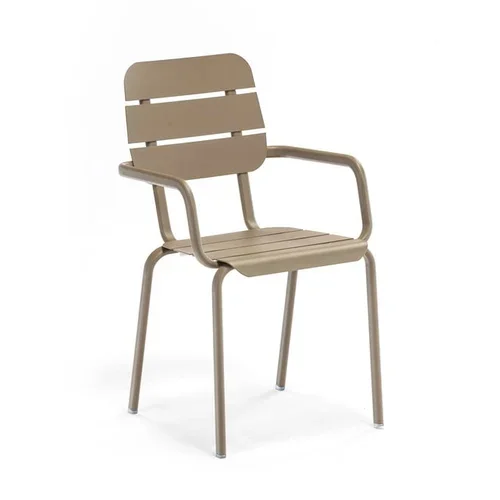 Ezeis Set od 4 smeđe metalne stolice s naslonima za ruke Alicante