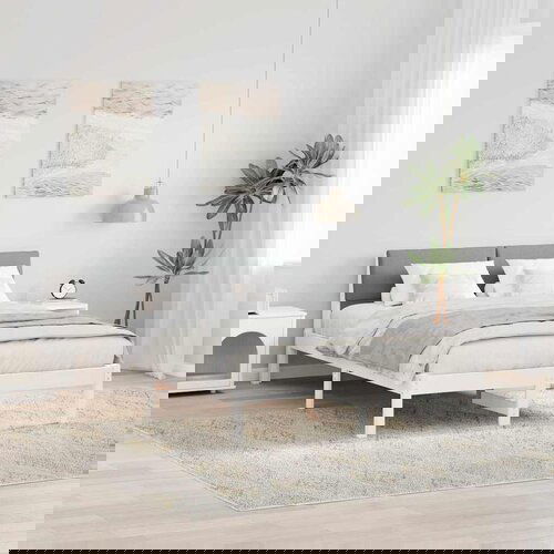 vidaXL Okvir kreveta s uzglavljem Bijela i svijetlosiva 140 x 190 cm Cene