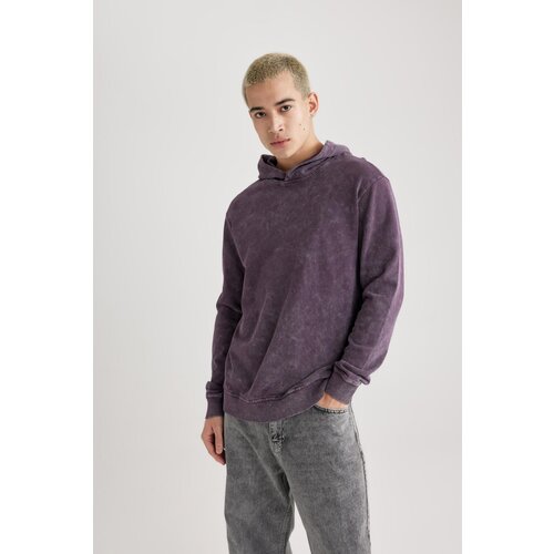 Defacto Regular Fit Hooded Washed Faded Effect Sweatshirt Cene