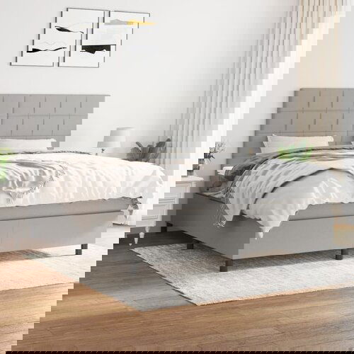 The Living Store Box spring postelja z vzmetnico svetlo siva 180x200 cm blago - Box Spring Postelja, (21503579) Slike
