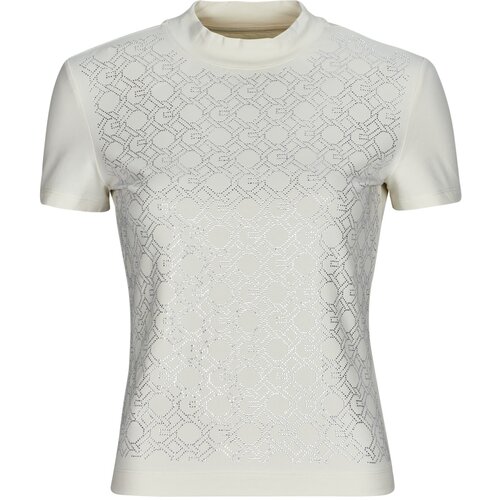 Guess Majice s kratkimi rokavi MOCK NECJK ALL OVER LOGO Bela Cene
