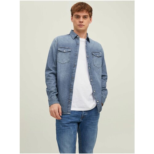 Jack &amp;amp; Jones Blue Mens Denim Slim fit Shirt Heridan - Men Slike