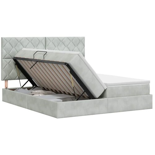  Krevet s od storage s pohranom Svjetlosiva 180 x 200 cm Bar&amp;scaron;un - Svjetlosiva 180 x 200 cm Dizajn s rombovima Slike