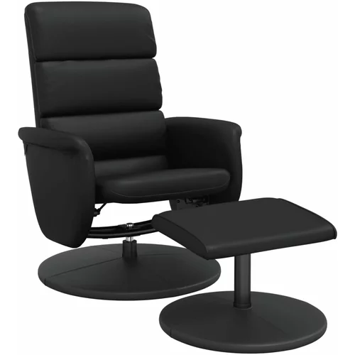 vidaXL Naslanjač s stolčkom za noge črno umetno usnje, (20957173)