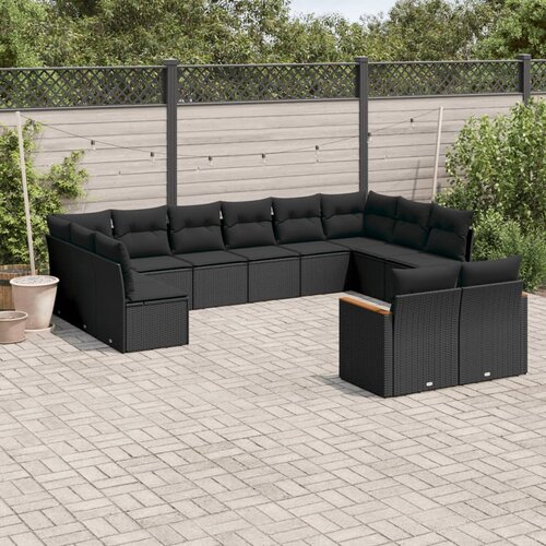 vidaXL 12-dijelni set vrtnih sofa od poliratana s jastucima crni Cijene