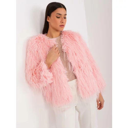 Fashion Hunters Light pink mid-season jacket with zipper