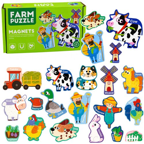 Magnetic Puzzles Pets Farm Fridge Magnets Boards 30 pcs. Slike