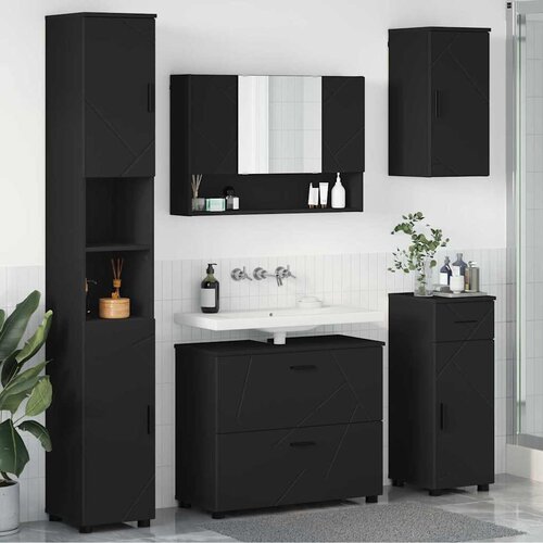 vidaXL Komplet pohištva za kopalnico 5 pcs Črna 30 x 35 x 192 cm Cene