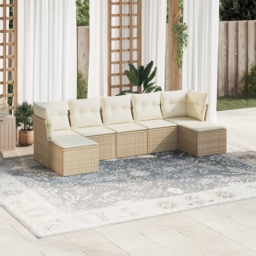 VidaXL 7-dijelni set vrtnih sofa od poliratana s jastucima bež Slike