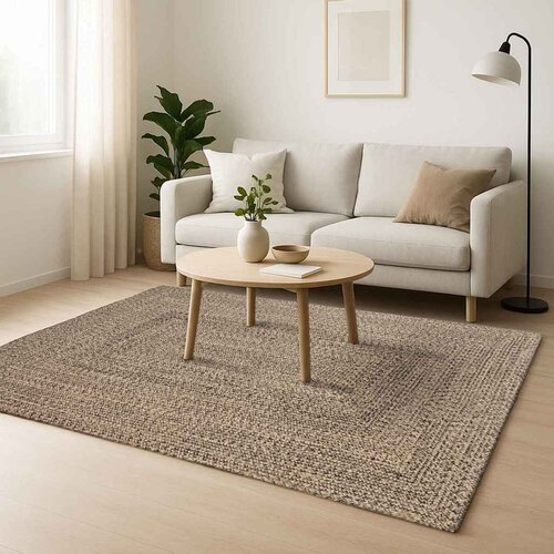  Tepih za područje Prirodna i crna 140 x 200 cm Juta Slike