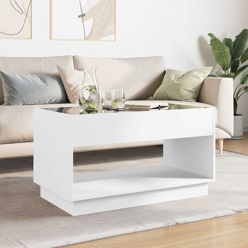  Stolić za kavu s beskonačnim LED svjetlima bijeli 90x50x50 cm Slike