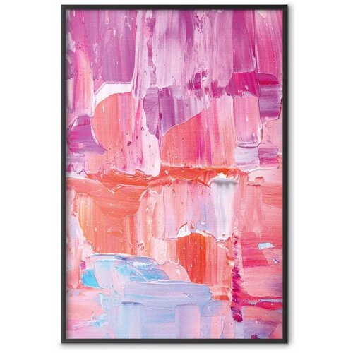  Plakat Colorful Strokes - intense shades of pink and purple on canvas 42x29.7 Crni okvir Cijene
