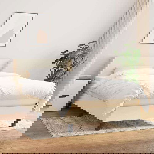  Box spring postelja z vzmetnico krem 90x200 cm blago, (20894227) Slike