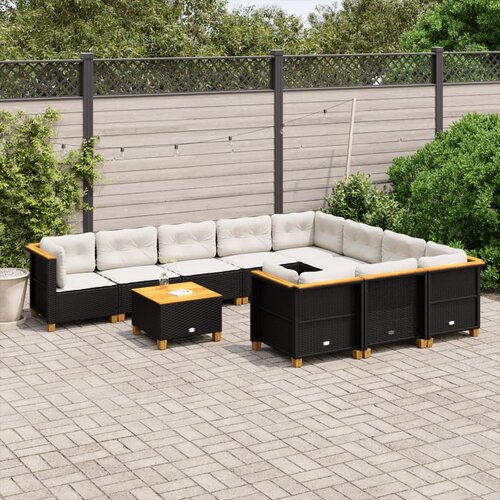 vidaXL 11-dijelni set vrtnih sofa od poliratana s jastucima crni Cijene