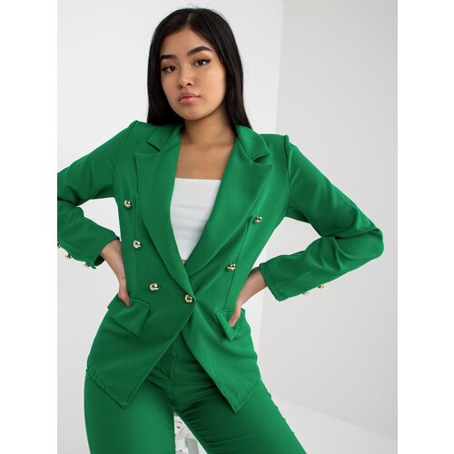 Fashion Hunters Lady&amp;#039;s jacket with decorative buttons - green Slike