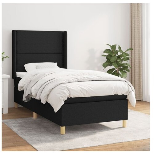  Box spring postelja z vzmetnico črna 80x200 cm blago Cene