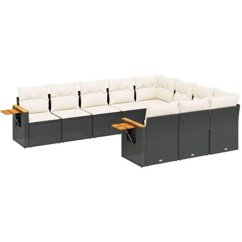 vidaXL 10-dijelni set vrtnih sofa s jastucima crni od poliratana Cijene