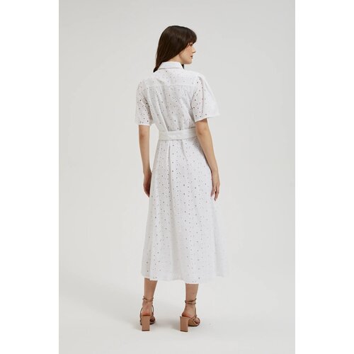 Moodo Women&amp;#039;s dress with waist tie - white Slike