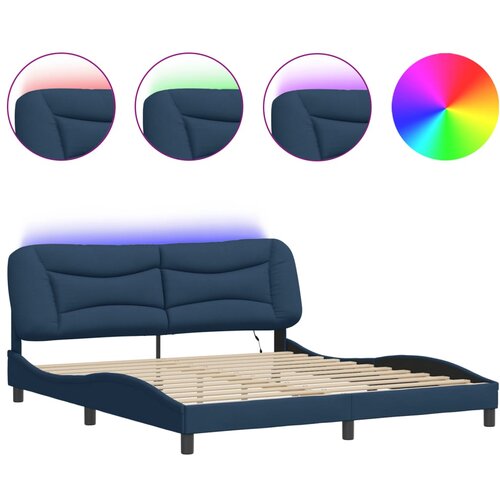Maison Chic Posteljni okvir - Dvoposteljna postelja - Zakonska postelja z LED brez vzmetnice moder 180x200 cm blago, (21695638) Cene