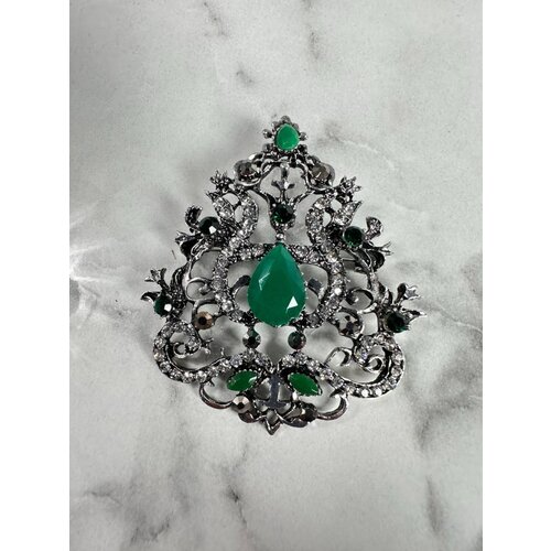 Kesi Brooch XZ459-191 silver + green Cene