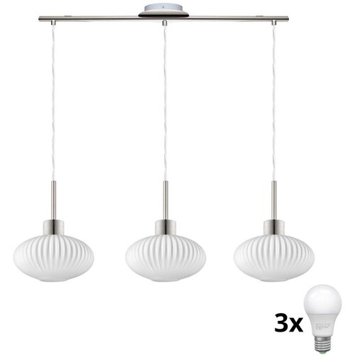  LED luster na sajli HARMA 3xE27/60W/230V mat hrom/bela Cene
