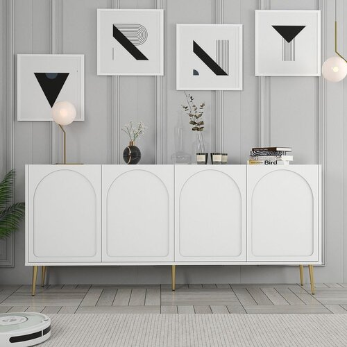 Hanah home komoda lyon 80 - white, gold whitegold console Cene